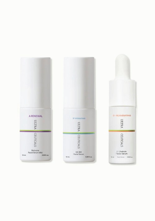 Discover the Ultraceuticals ABC Mini Essentials Kit with three travel-sized serums to renew, hydrate and brighten skin for a healthy, radiant complexion.