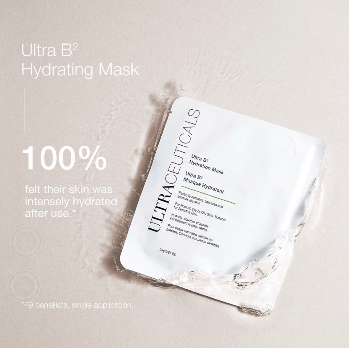 Ultraceuticals Ultra B² Hydration Mask single sheet mask for deep hydration.
